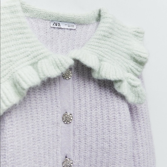 LAST 1!🔥ZARA COMBINATION BIB COLLAR KNIT CARDIGAN - Picture 16 of 16